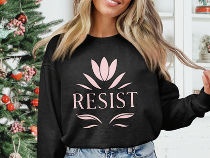 Resist Sweatshirt with Pink Floral Design product type