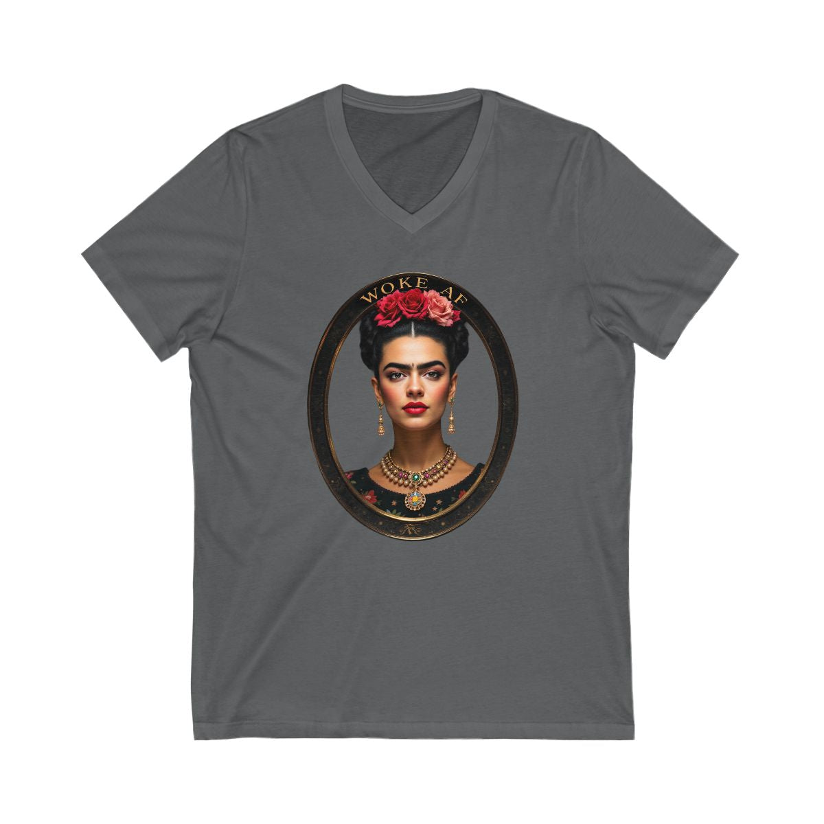 Woke AF Portrait Printed V-Neck T-Shirt product type