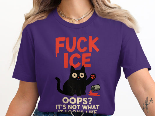 Humorous Black Cat Graphic Tee Shirt Product