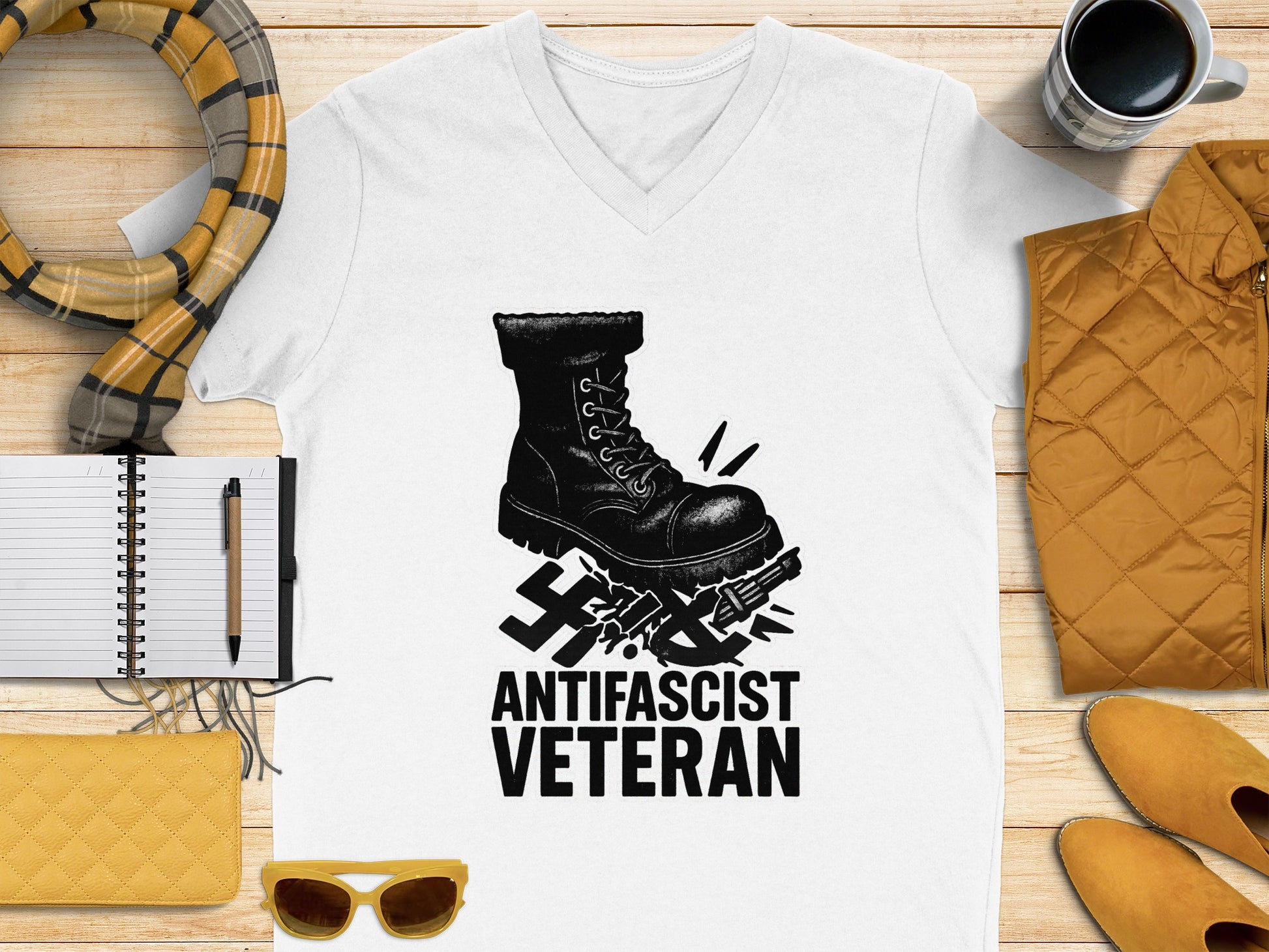 Antifascist Veteran Graphic White Tee Product