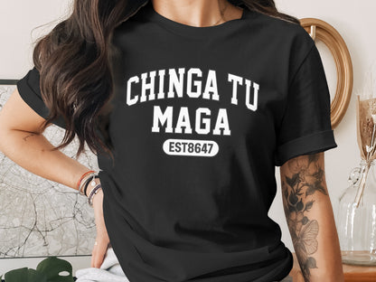 Chinga Tu Maga EST8647 Casual Fit Black Shirt