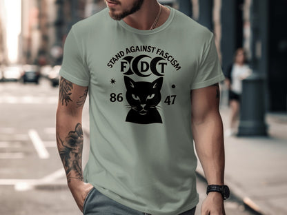 Stand Against Fascism 86 47 Cat Design T-shirt