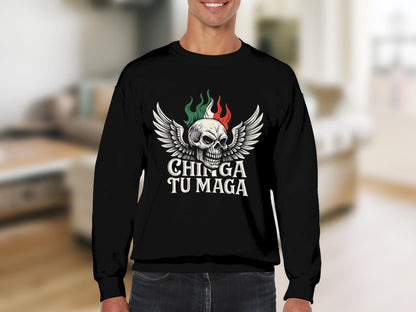 Winged Skull CHINGA TU MAGA Statement Shirt product type