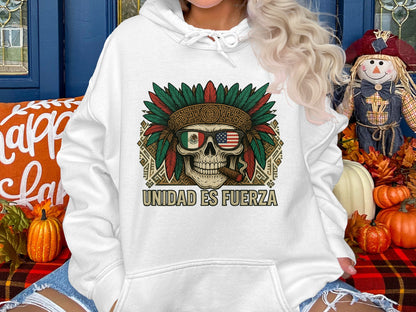 Unidad Es Fuerza Halloween Skull Hoodie