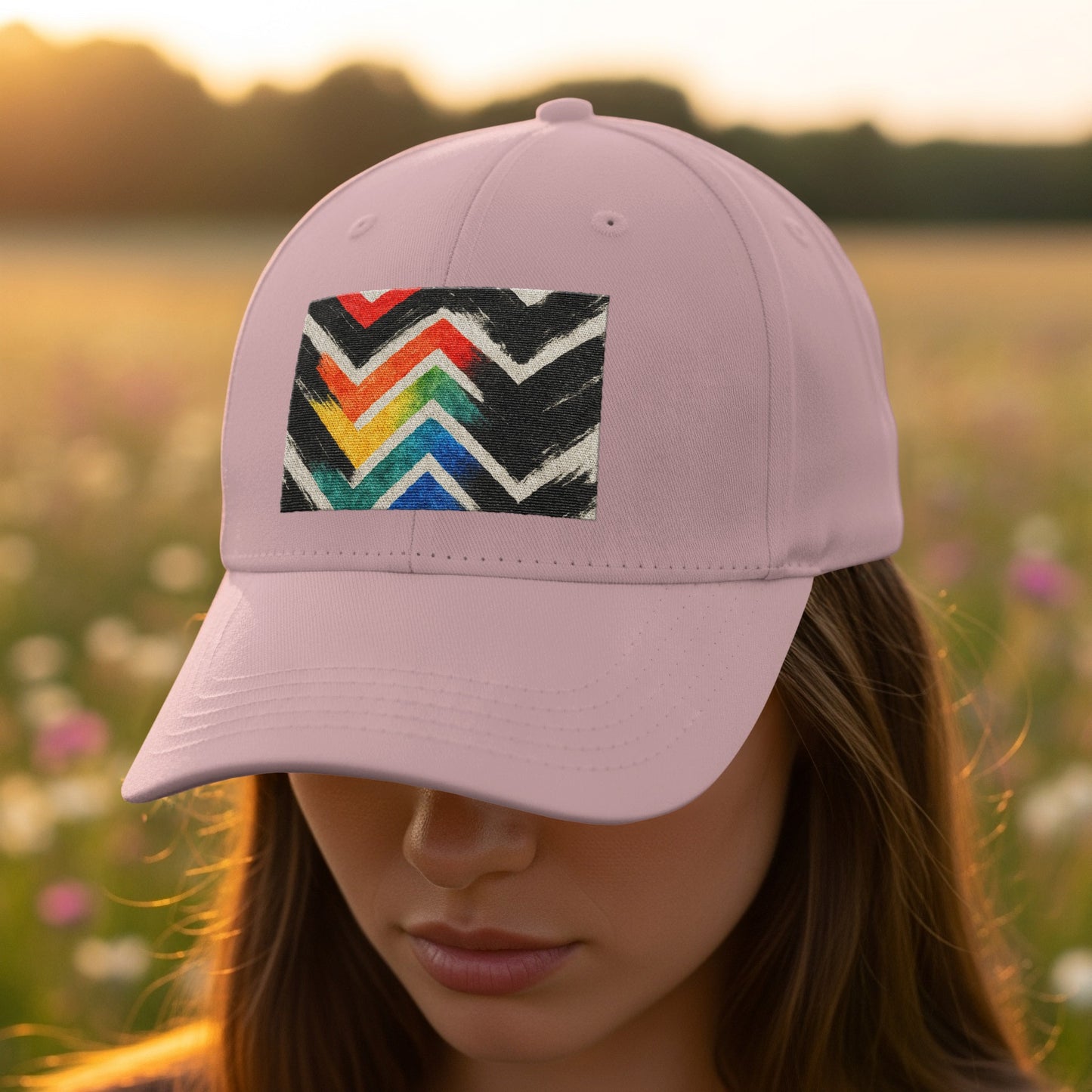 Colorful Chevron Pattern Design on Pink Hat product
