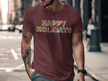 Festive Happy Holidays Graphic T-Shirt for Men