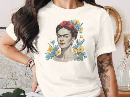Frida Inspired Floral Headpiece Graphic Tee