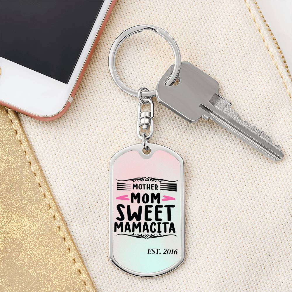 Custom Personalized Gift For Mom, Dog Tag with Swivel Keychain USA Made