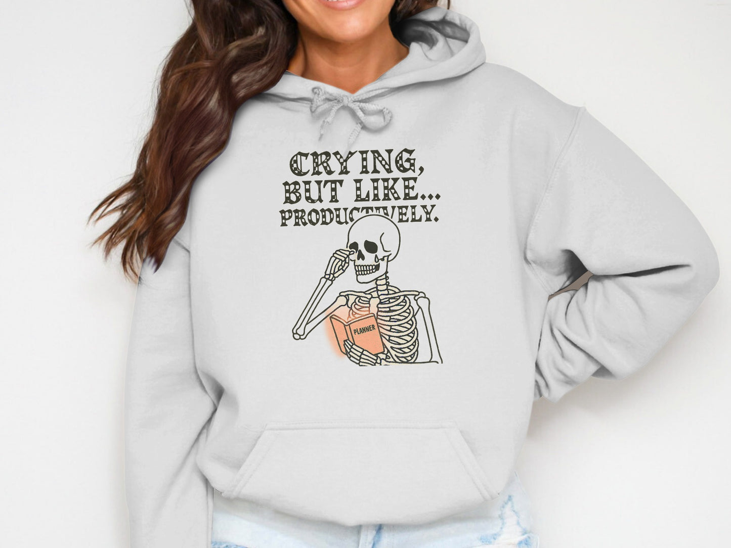 Crying But Like Productively Graphic Hoodie product