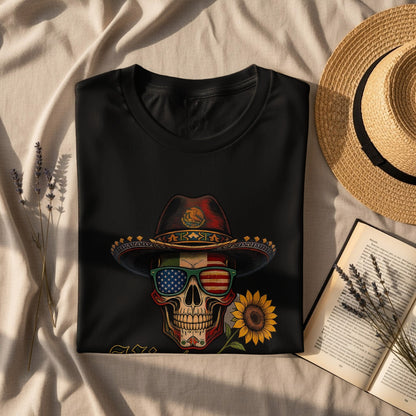 Patriotic Skull With Sunflower Graphic Shirt product