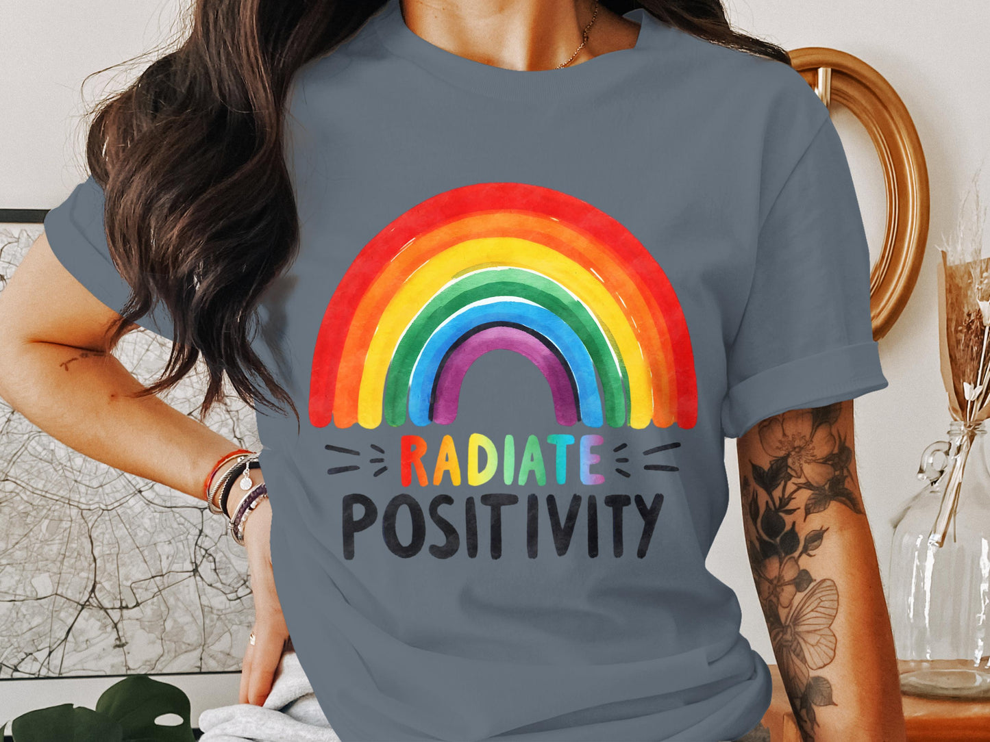 Radiate Positivity Rainbow Graphic Tee product type