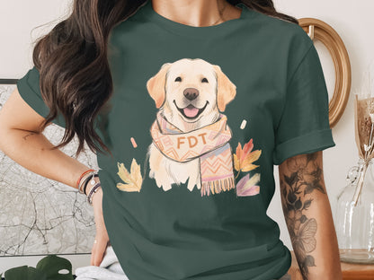 Golden Retriever in Scarf Graphic T-Shirt Product