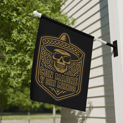 Con Madre Y Sin Miedo Skull Design Outdoor Flag