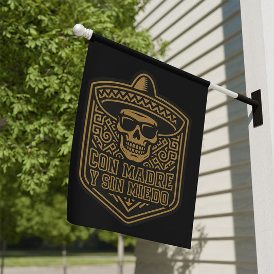 Con Madre Y Sin Miedo Skull Design Outdoor Flag