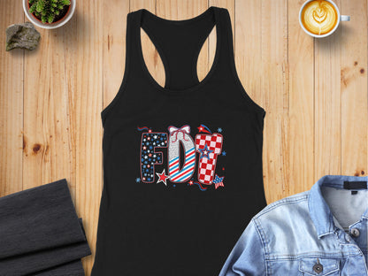 Patriotic Fourth of July Themed Text Design Tank Top