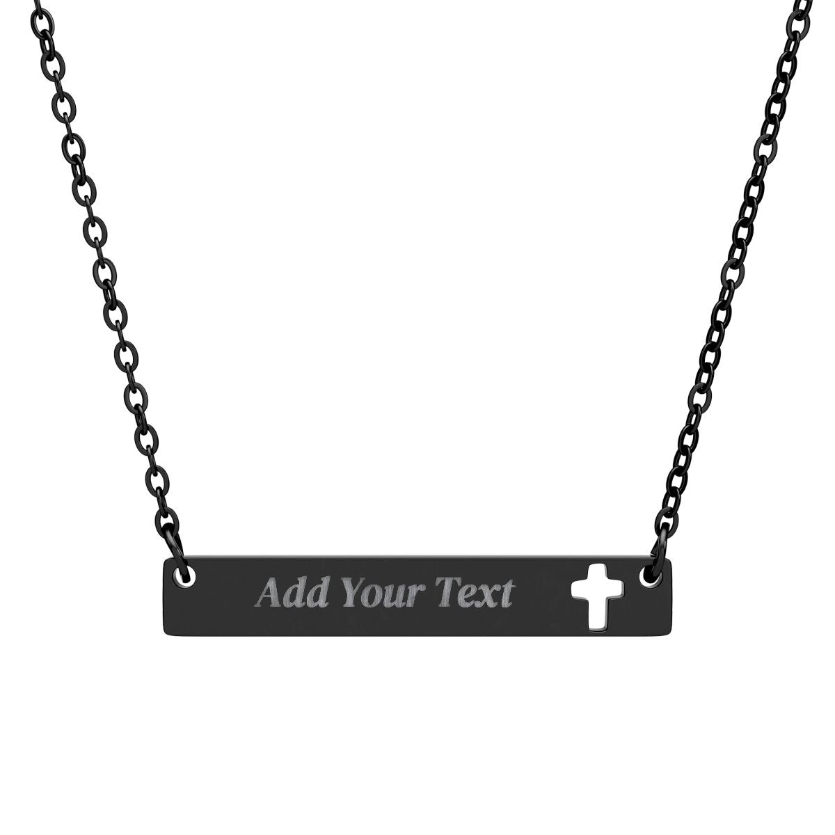 Personalized Gold Cutout Necklace, Gift Custom Name or Phrase|  Cross Bar Necklace (Engraving)