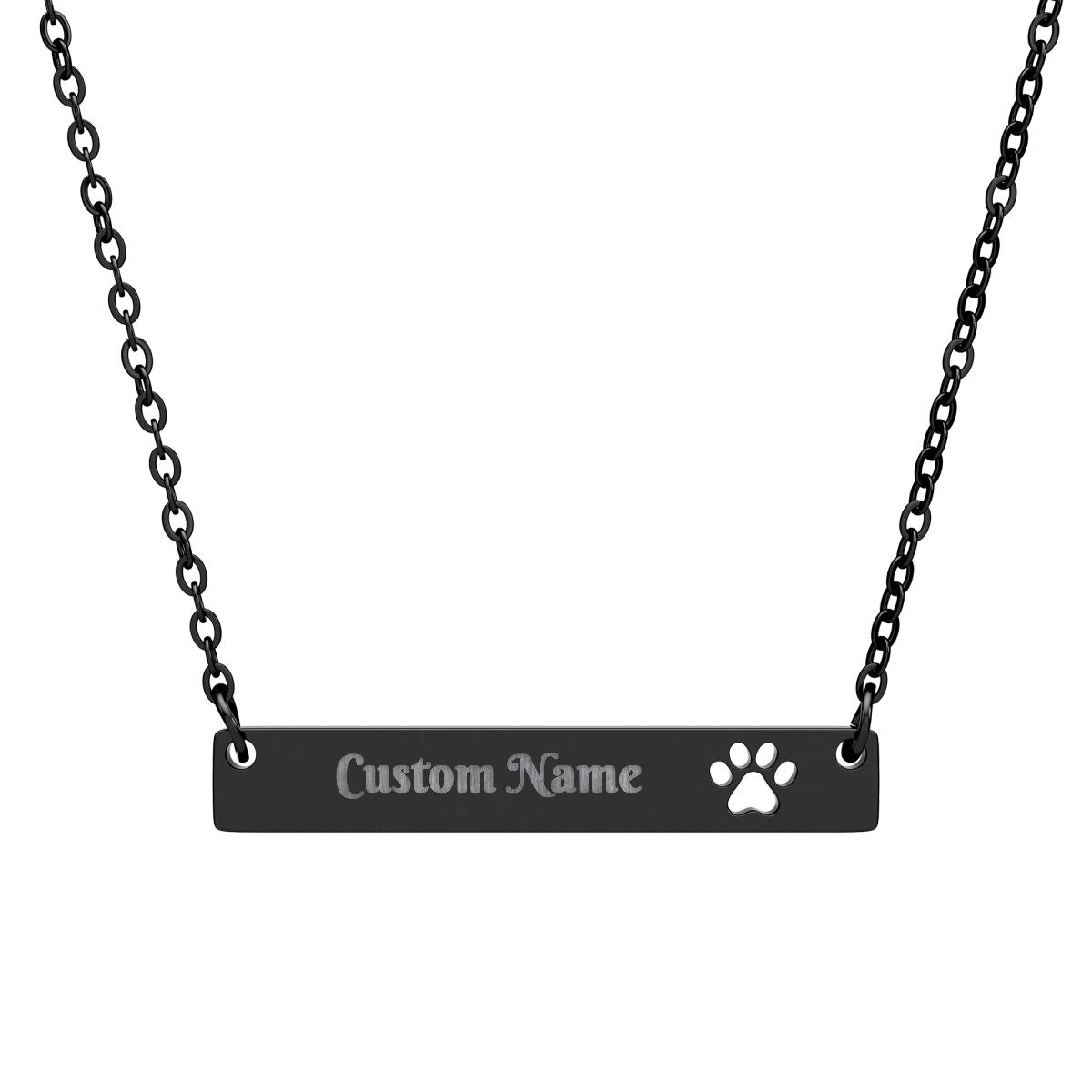 Custom Personalized Cutout Paw Bar Necklace (Engraving)
