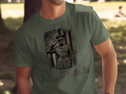 Semper Fidelis Graphic Design Patriotic Military T-shirt
