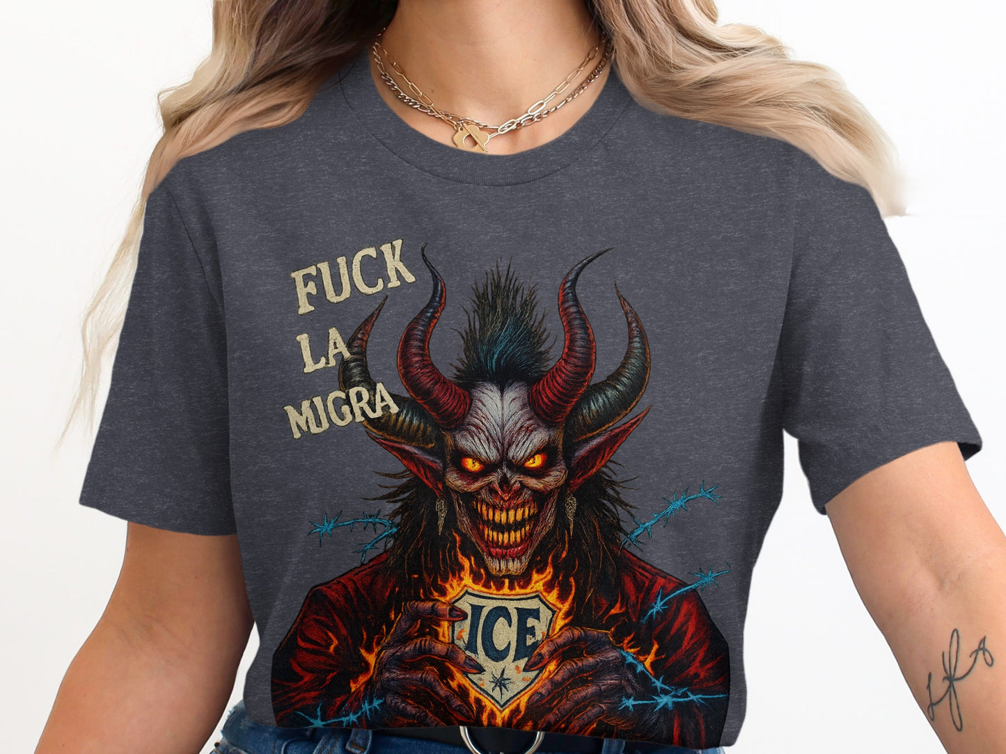 Scary Demon Graphic Tee with Bold Statement Shirt product