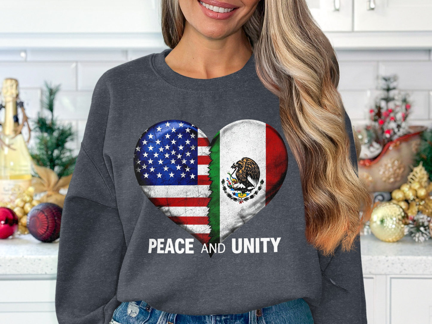 Peace and Unity Heart Design Graphic Sweatshirt product