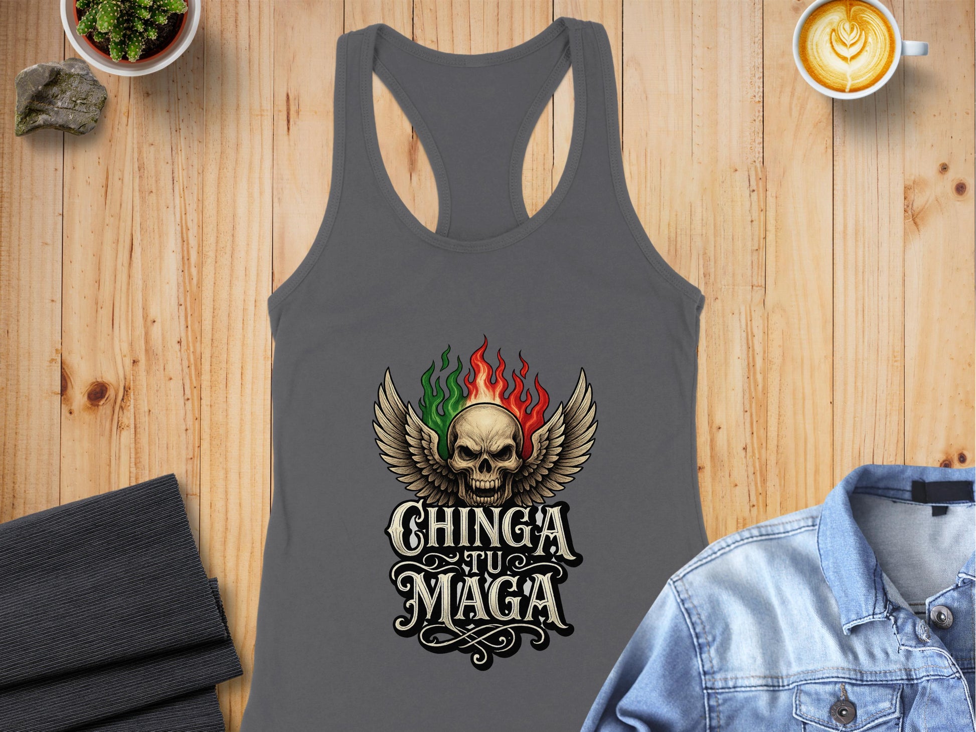 Chinga Tu Maga Skull Wings Graphic Women's Tank Top product type