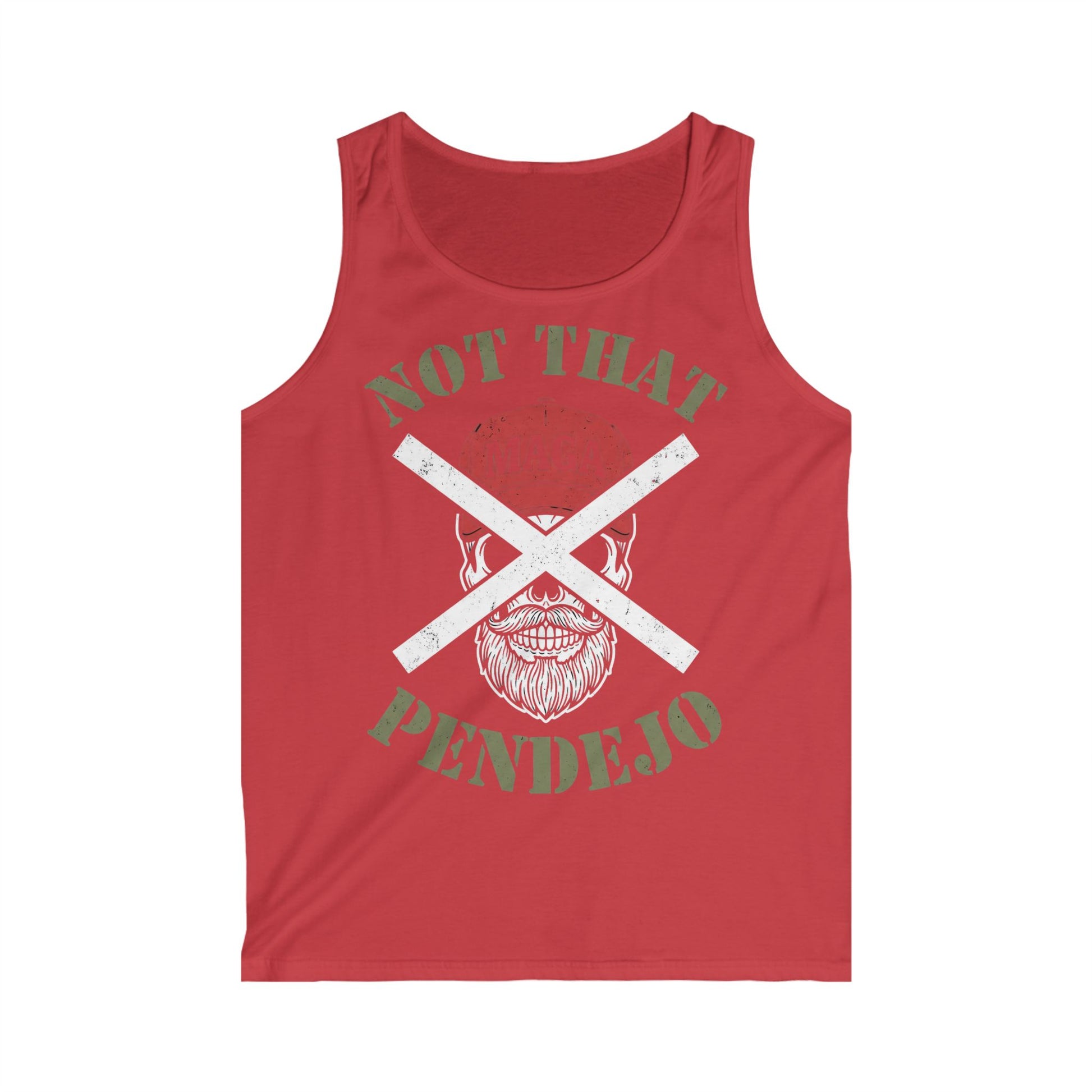 Red tank top with a skull, beard, and "Not That Pendejo" text.