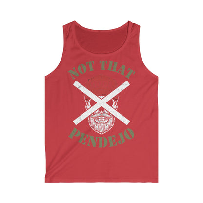 Red tank top with a skull, beard, and "Not That Pendejo" text.