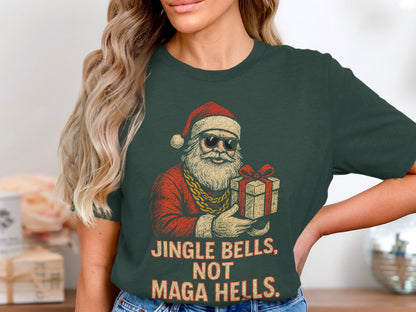 Jingle Bells Not Maga Hells Christmas Shirt