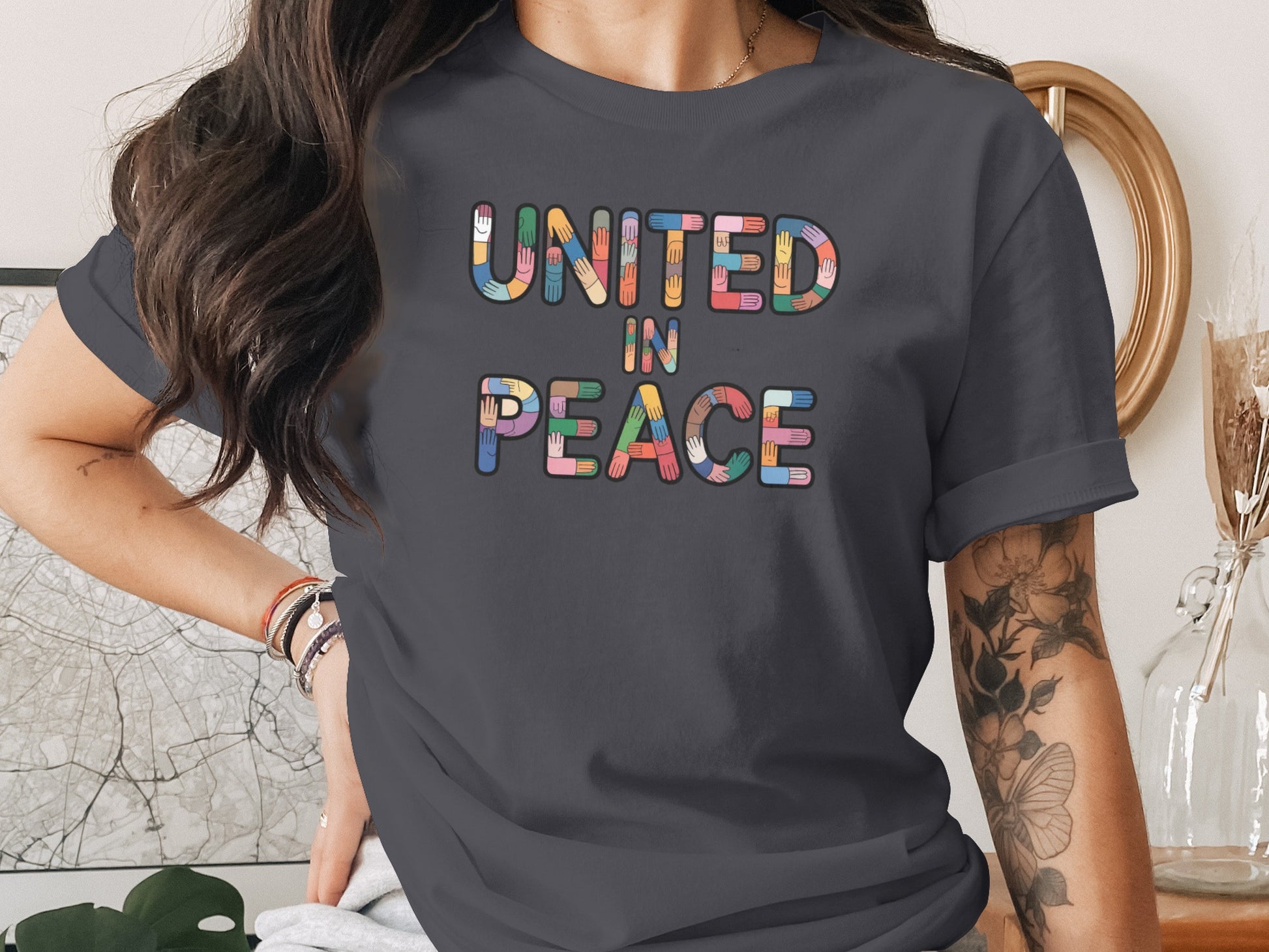 UNITED IN PEACE Graphic T-shirt for a Casual Look