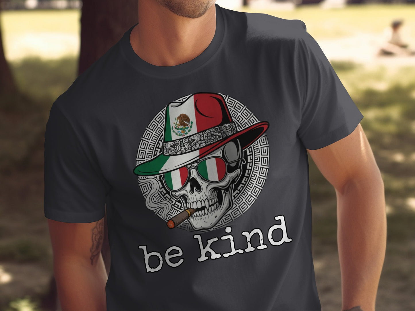 Be Kind Skull Design Gray T-Shirt