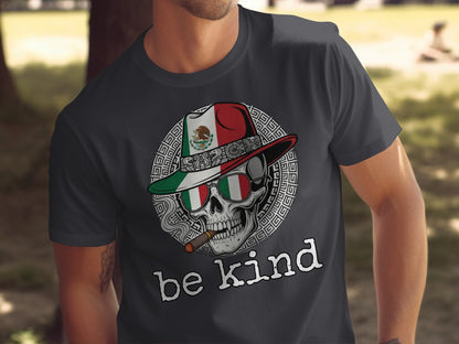 Be Kind Skull Design Gray T-Shirt