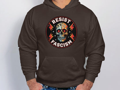 Resist Fascism Skull Graphic Hooded Sweatshirt product type
