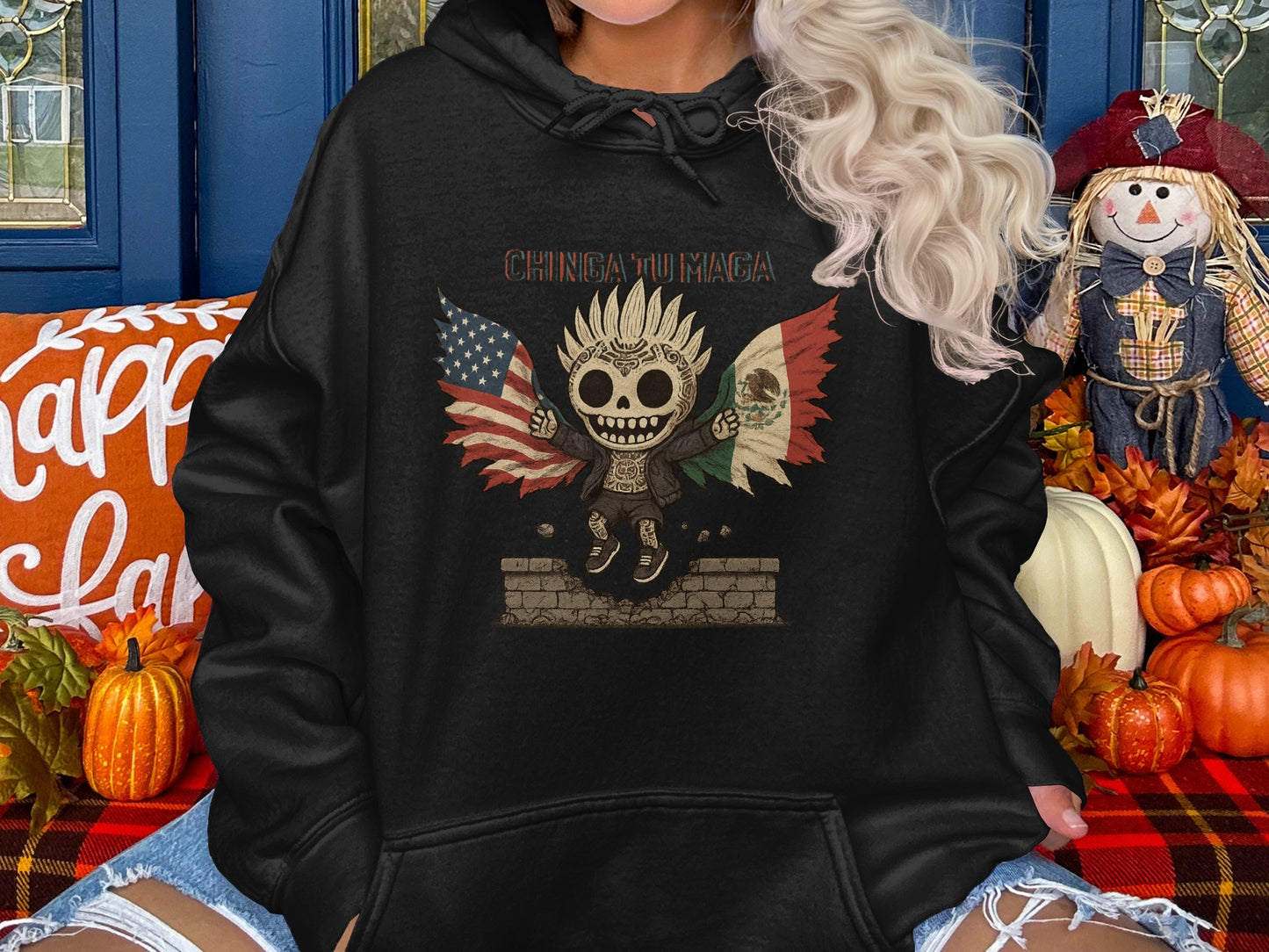 Chingas Tu MAGA Hoodie with Skeleton Design product