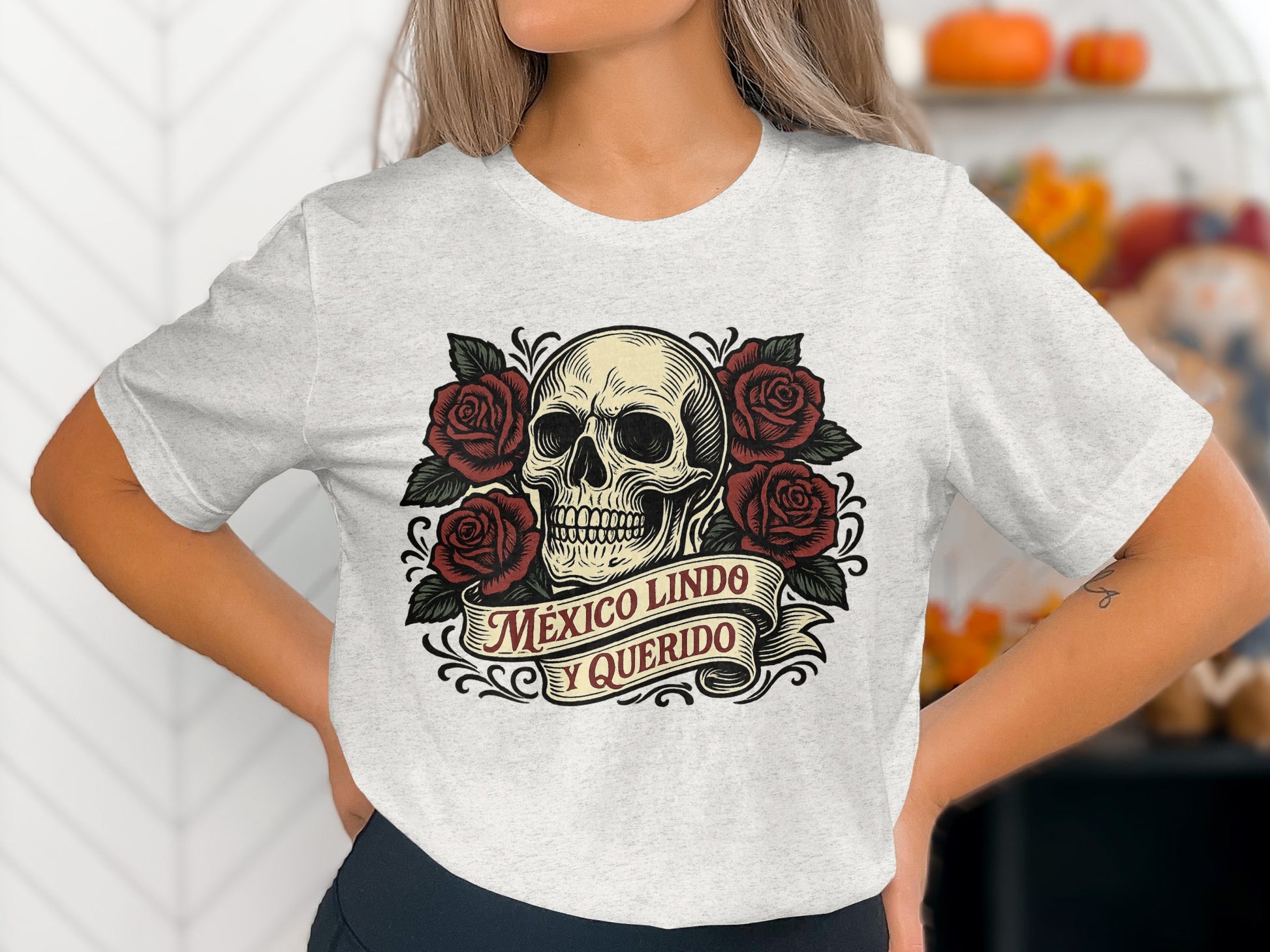 Mexico Lindo y Querido Skull Design T-shirt product