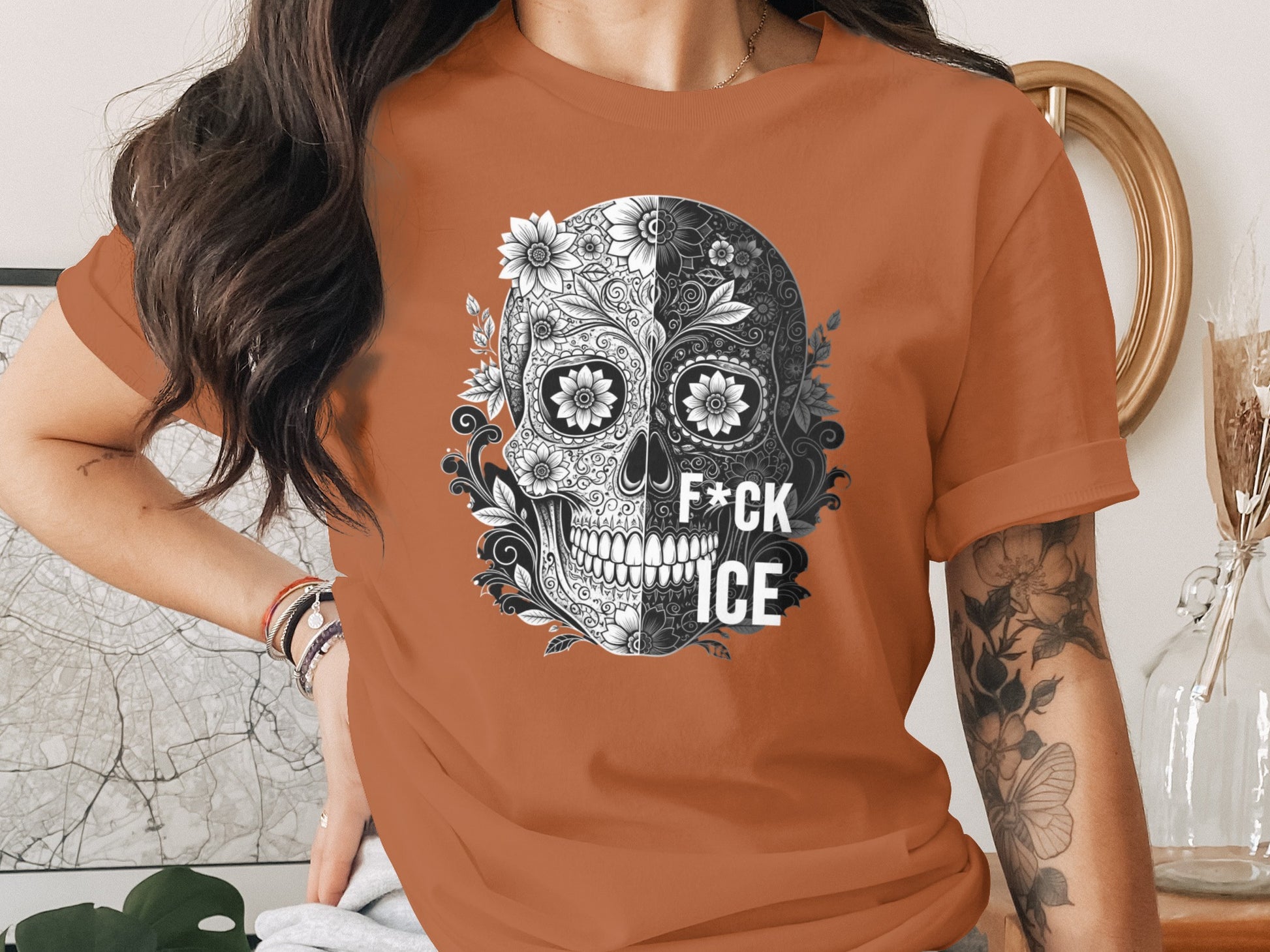 Skull Design Tee with Artistic Detailing product type