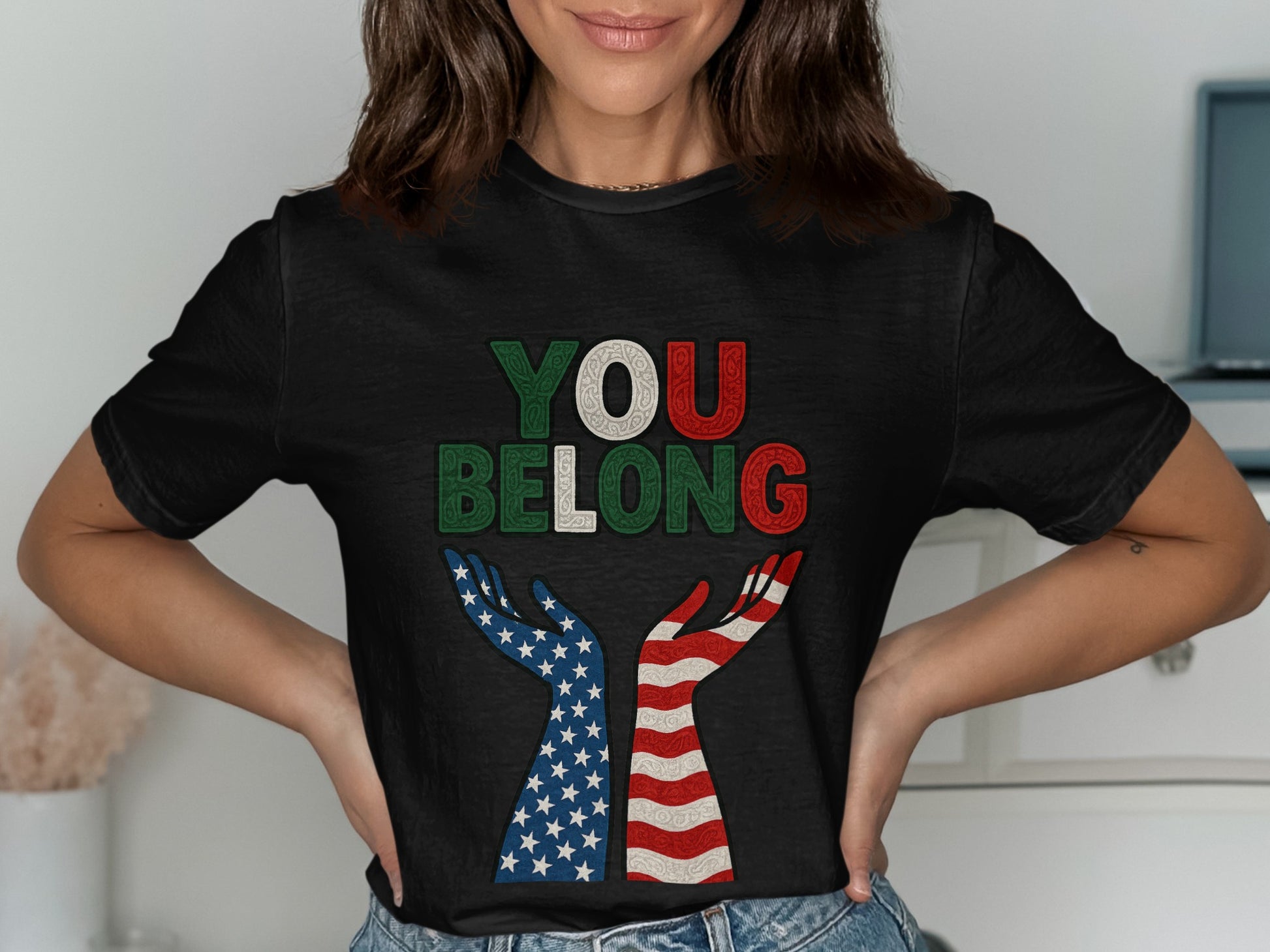 You Belong Patriotic Hands Design T-Shirt product type