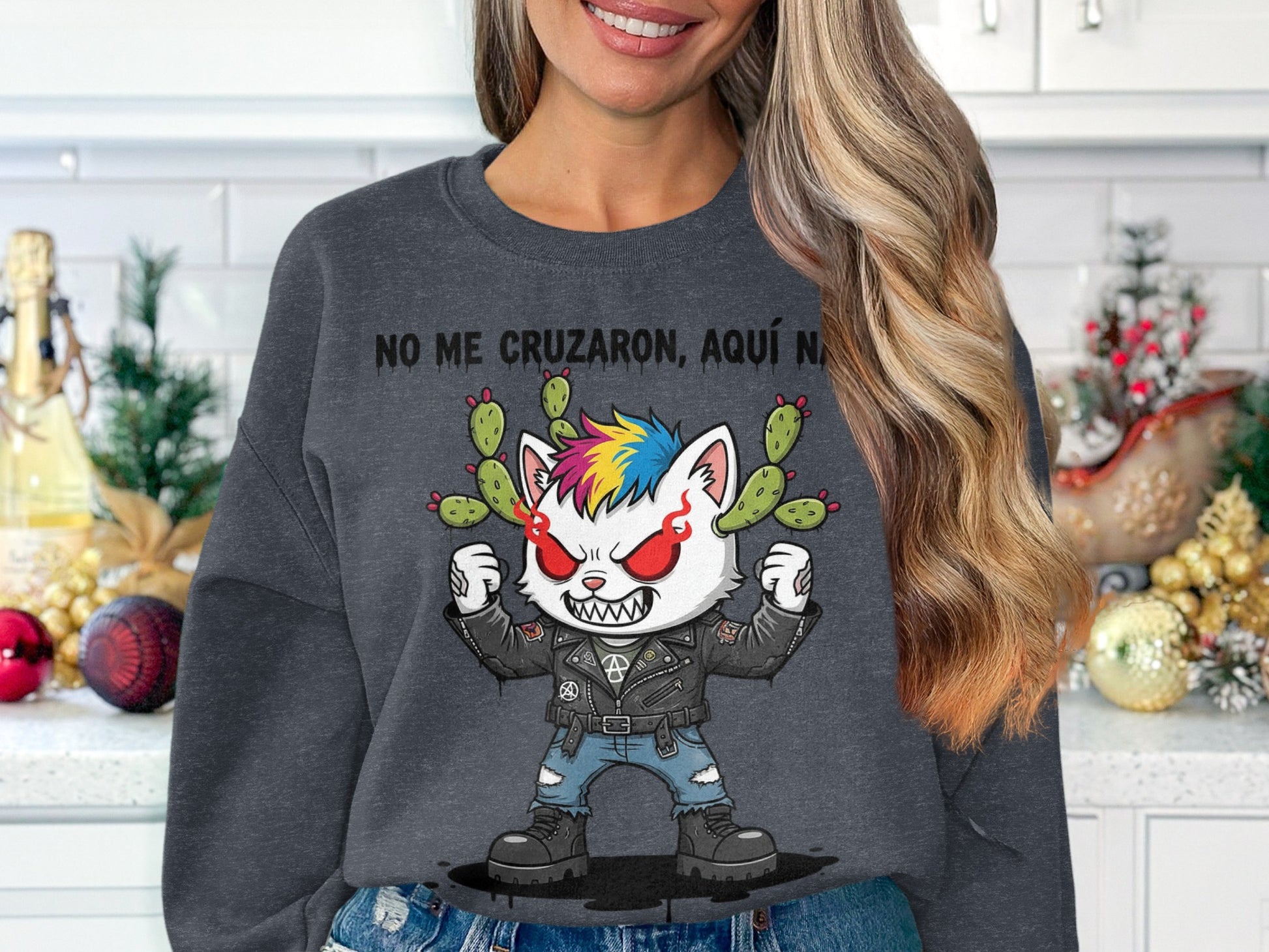 Fierce Cat Graphic Design Sweatshirt Product