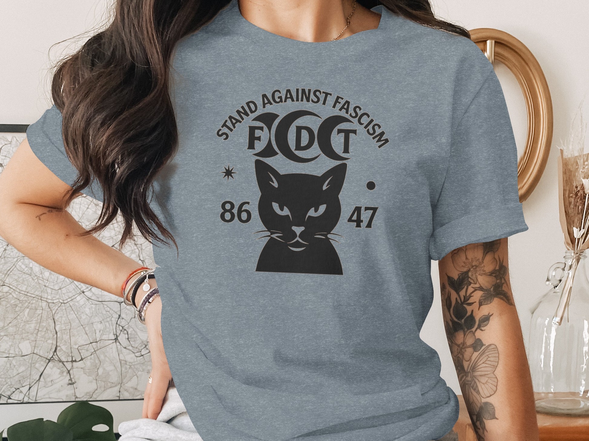 Stand Against Fascism FDCT Cat Graphic Tee