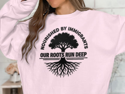 Nourished By Immigrants Our Roots Run Deep Sweatshirt