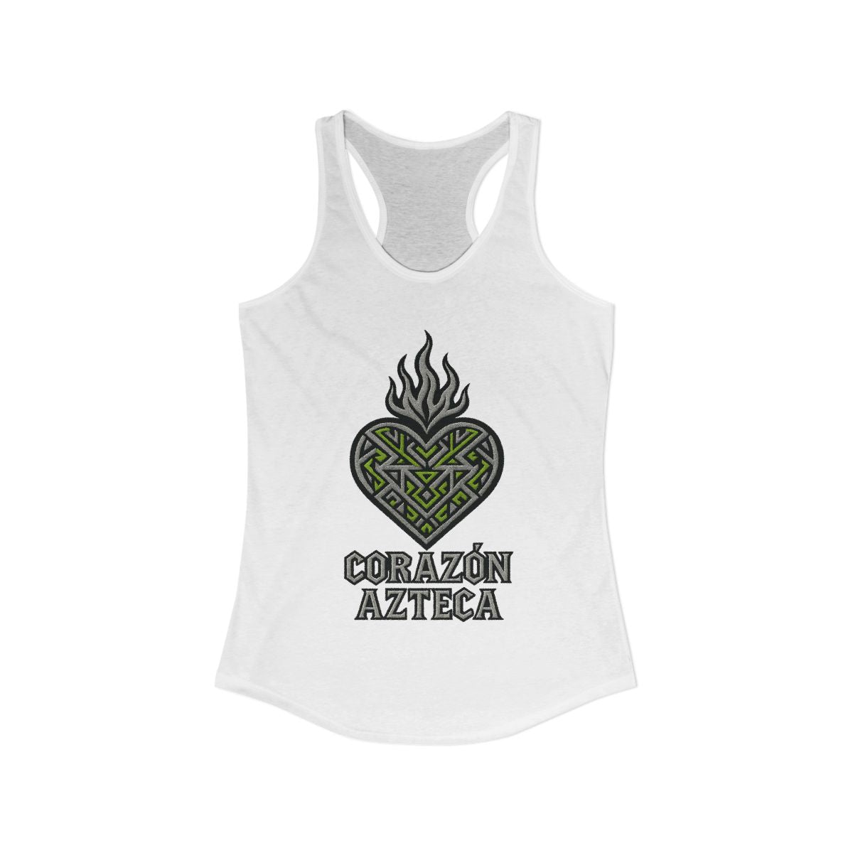 Corazón Azteca Intricate Design White Tank Top