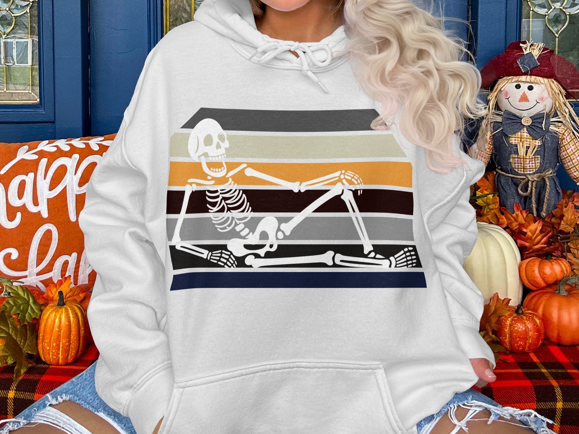 Autumn Skeleton Rainbow Hoodie Comfortable Sweatshirt product