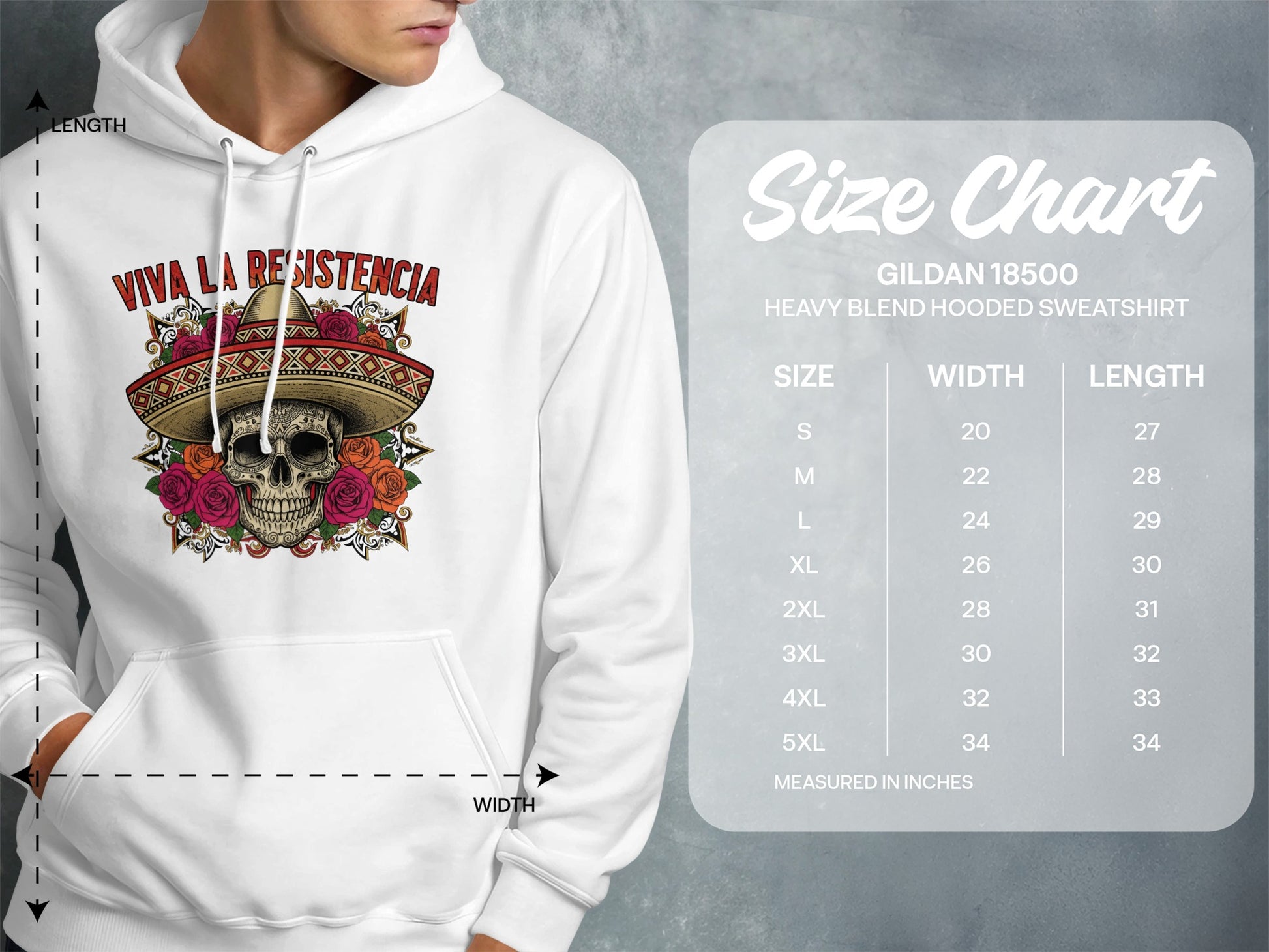 Viva La Resistencia Skull Roses Hooded Sweatshirt