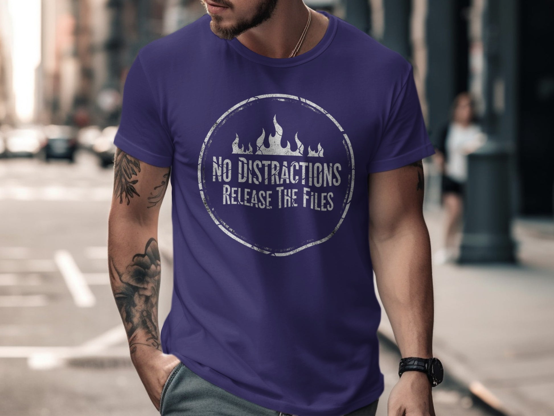 No Distractions Release The Files Graphic T-Shirt