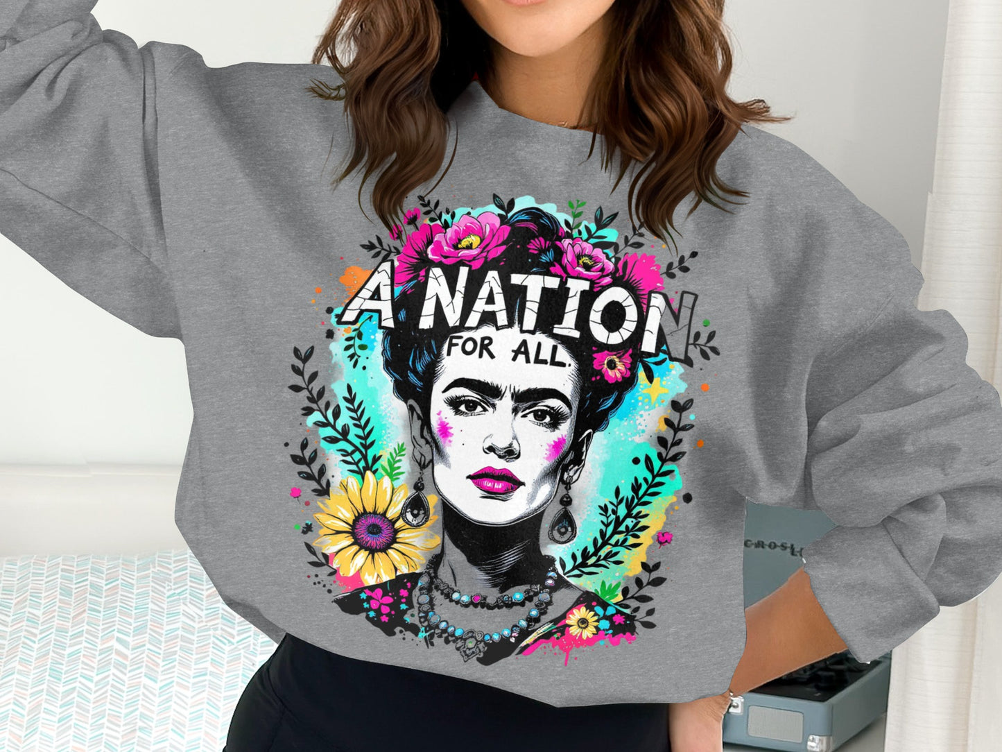 A Nation For All Colorful Floral Art Sweatshirt