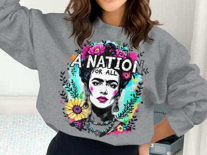 A Nation For All Colorful Floral Art Sweatshirt