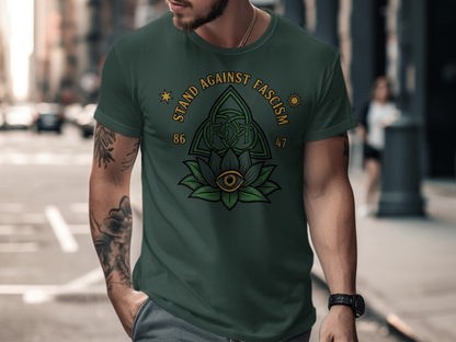 Stand Against Fascism T-Shirt with Bold Eye Design