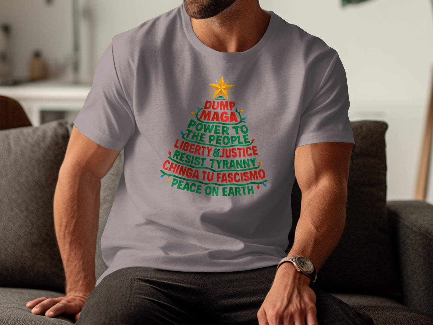 Funny Political Christmas Tree Graphic T-Shirt
