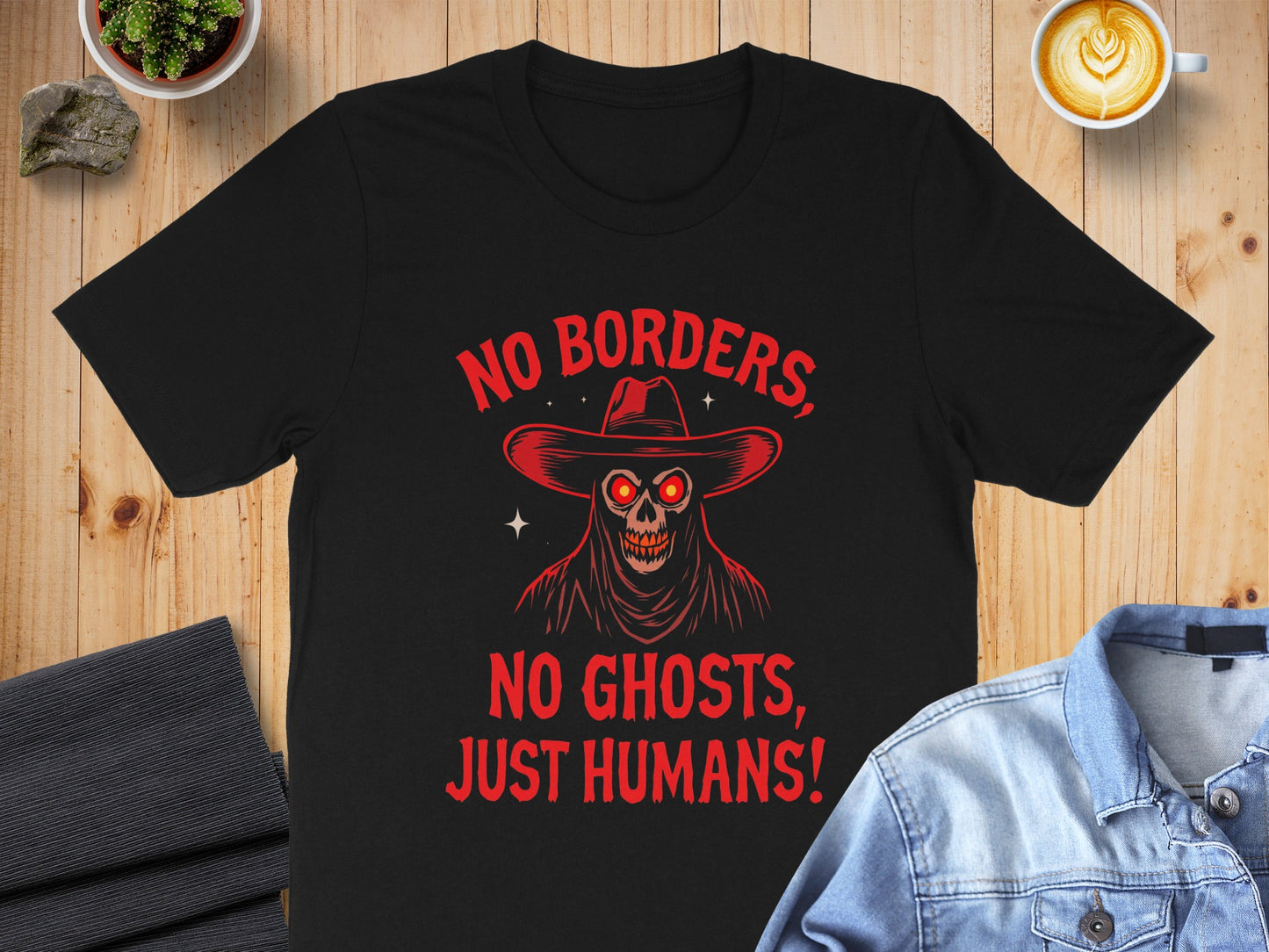 No Borders No Ghosts Just Humans Graphic Tee product type