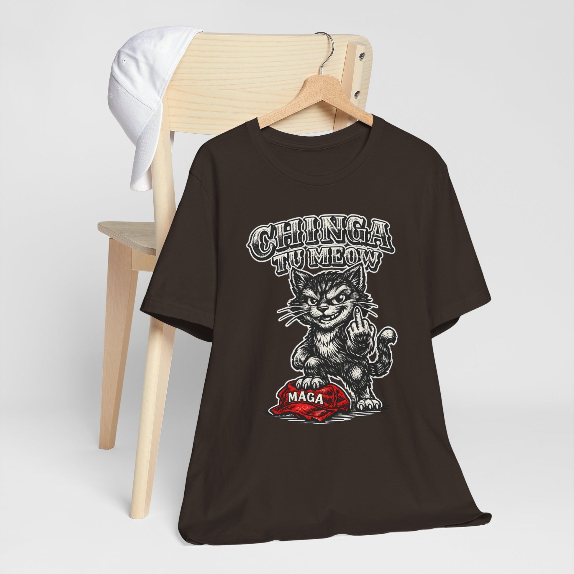 Chinga Tu Meow Cat Flipping Middle Finger MAGA product type