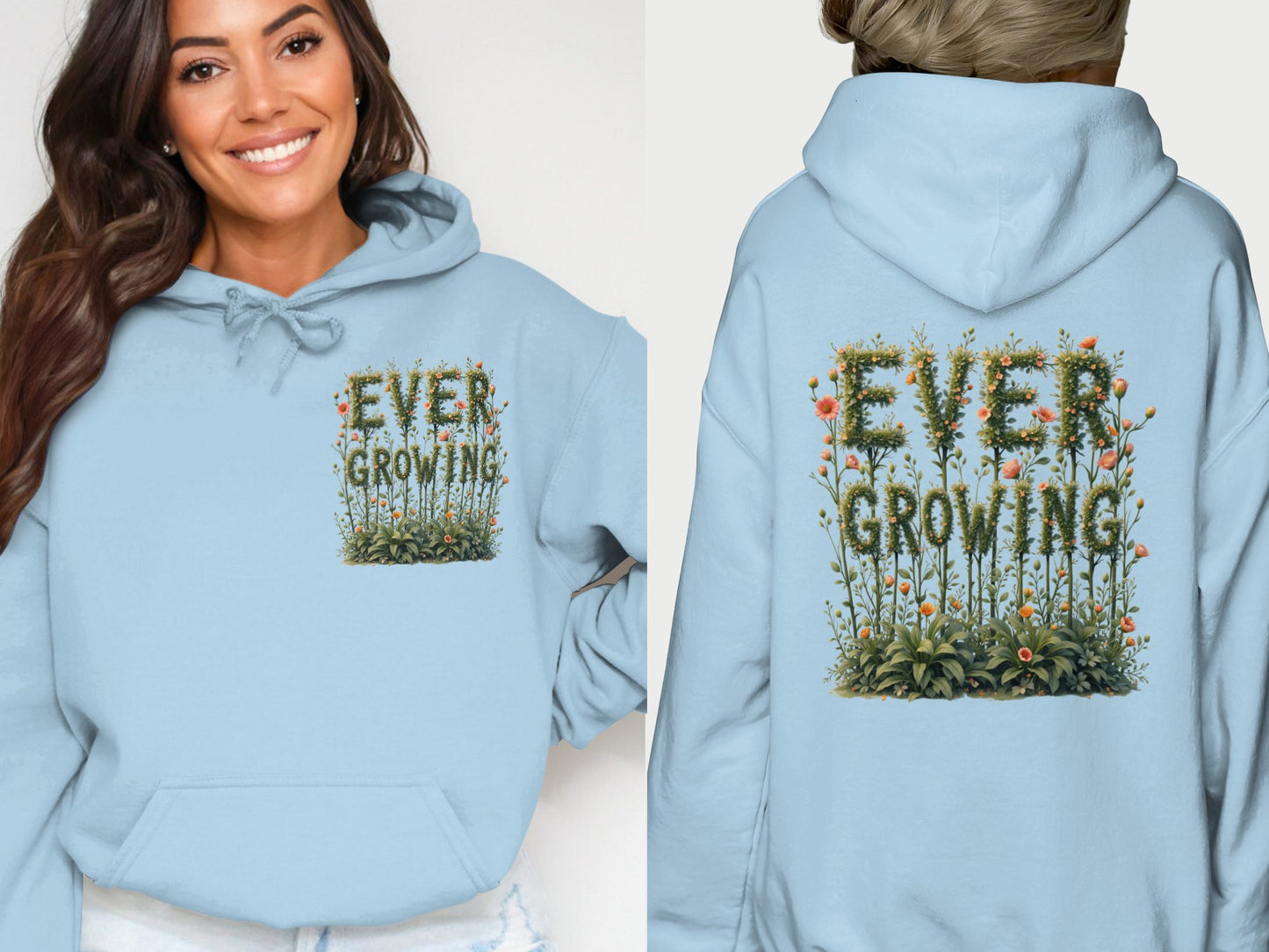 Ever Growing Floral Graphic Blue Hoodie product